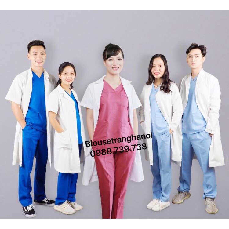 Áo Blouse Bác sĩ vải thô cao cấp, áo choàng bác sĩ, thẩm mỹ viện - Blouse trắng hà nội