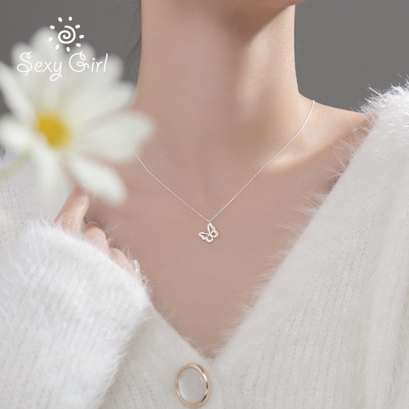 Vòng cổ Mặt Hình Bướm Đính Đá Phong Cách Hàn Quốc Quyến Rũ Cho Nữ