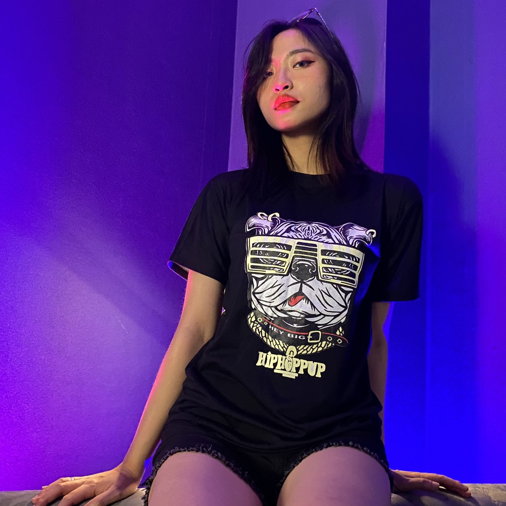 Áo phông tay lỡ nữ chó Bull đeo kính cực chất freesize chất cotton thoáng mát - May22