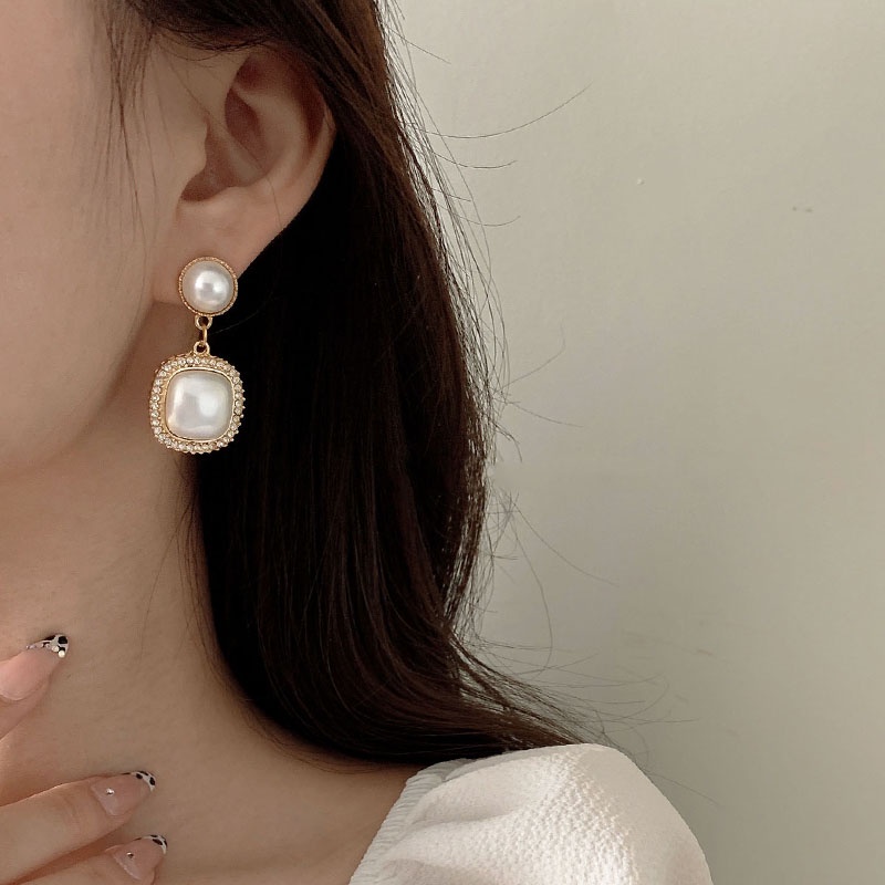 MOCHASHUKhuyên tai MOCHASHU đính hạt ngọc trai giả phong cách Hàn Quốc tùy chọn