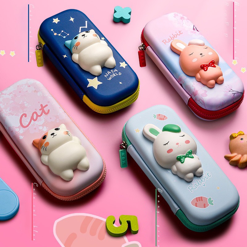 Hộp bút cho bé Unicoo bóp viết hình in 3d,họa tiết dễ thương, nhựa Eva chống thấm nước