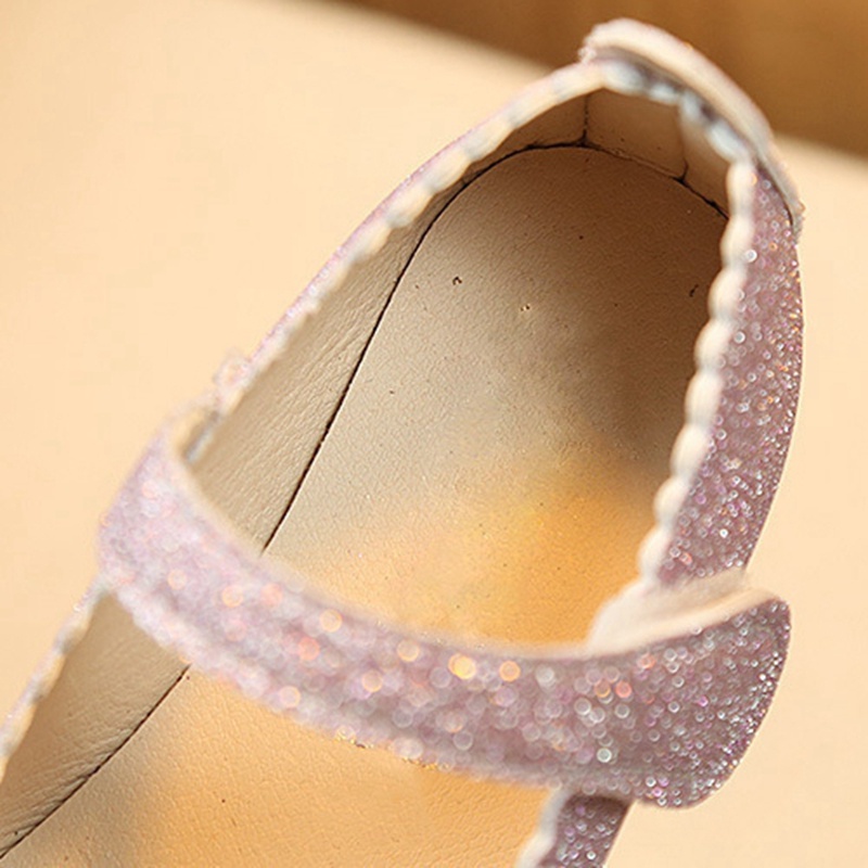 Giày Công Chúa Bằng Da Họa Tiết Hoa Đính Kim Tuyến Lấp Lánh Thời Trang Hàn Quốc Cho Bé Gái 1-10 Tuổi