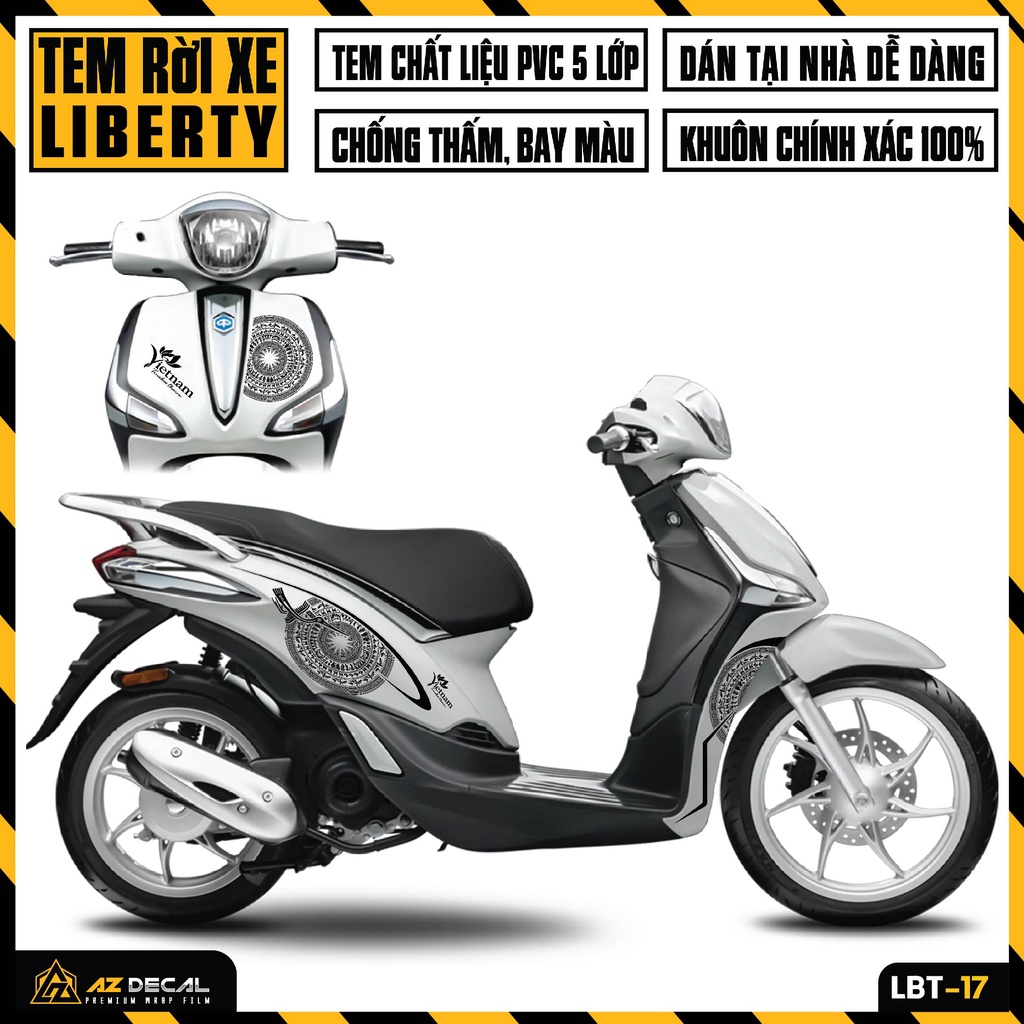 Decal Liberty Mẫu Trống Đồng Việt Nam | LBT-17 | Tem Dán Xe Máy Liberty 125 Chống Nước Bền Màu Dễ Dán Tại Nhà