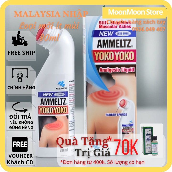 Dầu Nóng Xoa Bóp YokoYoko Smell Less 80ml Nhật Bản Giảm Đau Nhức Xương Khớp