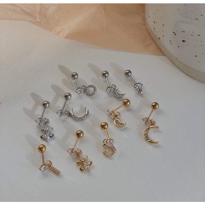 1 chiếc bông tai thép y tế dáng dài