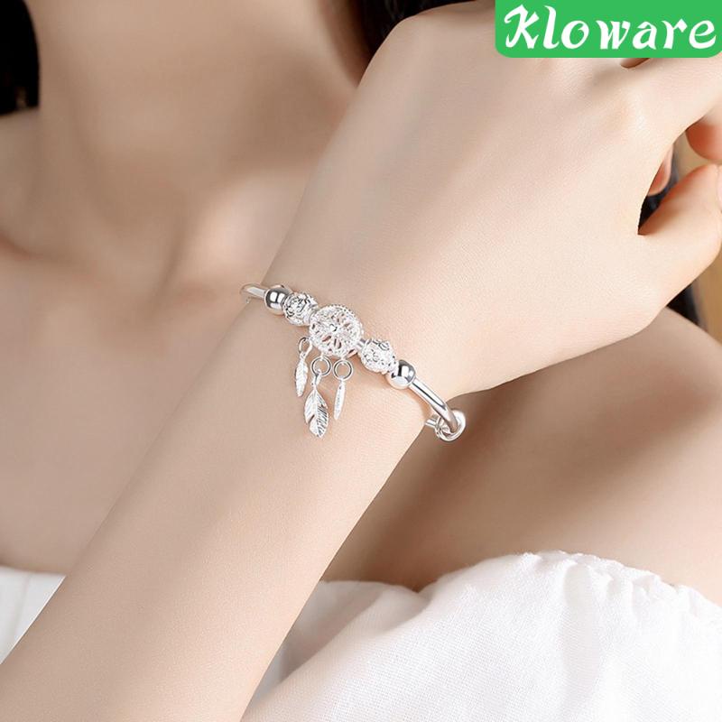 Vòng Đeo Tay Hình Dream Catcher Màu Bạc Phong Cách Retro Dành Cho Nữ