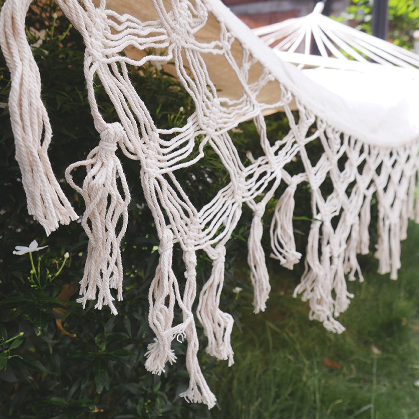 Võng Tua Rua Khung Gỗ Tròn Lớn Võng Tua Rua Siêu To 140x200cm PA10050
