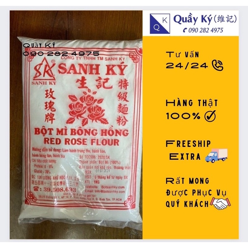 Bột Mì Bông Hồng Đỏ Sanh Ký 1kg