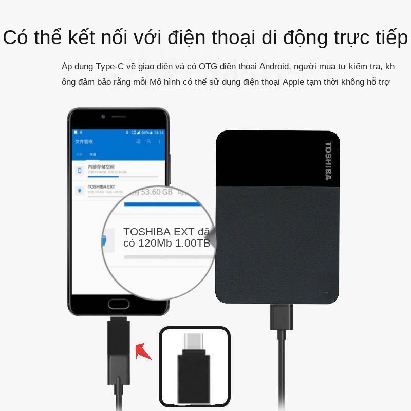 Toshiba di động ổ cứng A3 nhỏ màu đen 1t máy tính điện thoại di động ngoài ổ cứng b3 mới 1t di động cứng đĩa cứng mac | BigBuy360 - bigbuy360.vn