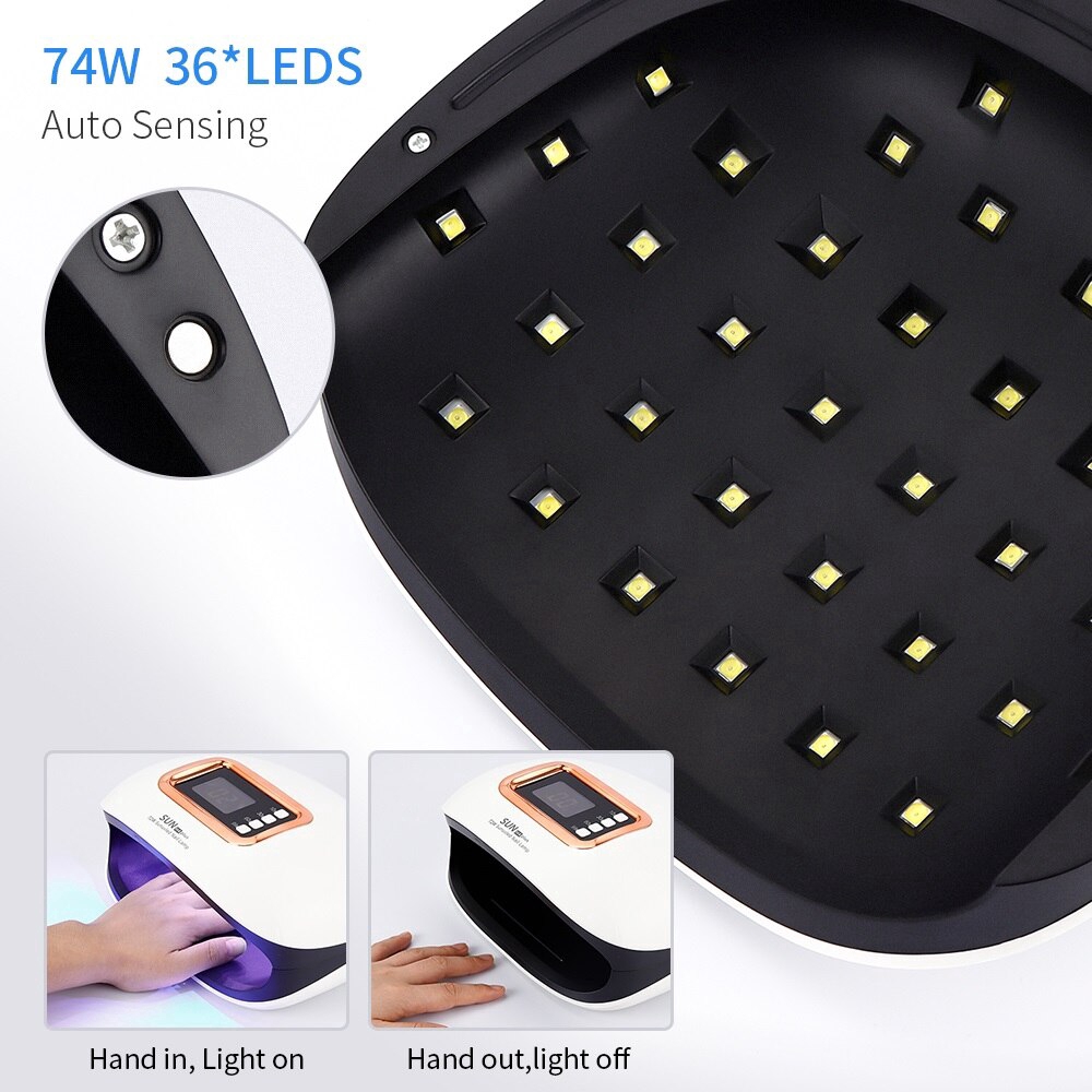 Cổ Phiếu Sẵn Sàng | Đèn LED Hong Khô Móng Tay UV 72W Với 36 Đèn LED Cảm Ứng