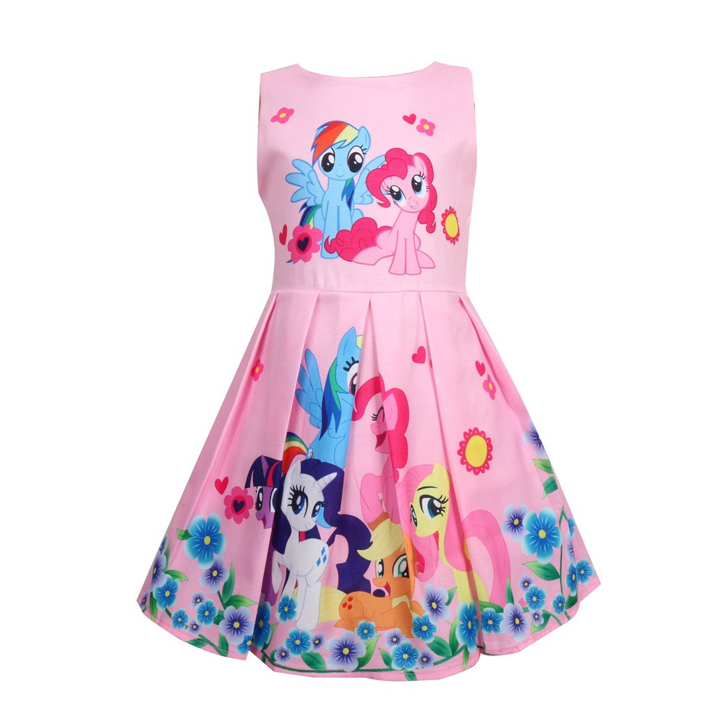 Dễ Thương Đầm Sát Nách Hoạ Tiết Hoạt Hình My Little Pony Cho Bé Gái