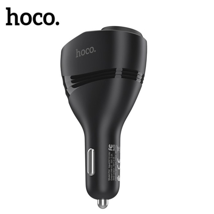 Bộ chia tẩu sạc ô tô nhãn hiệu Hoco Z34: USB 1/2: 5V - 2.4A, 96W - HÀNG CHÍNH HÃNG