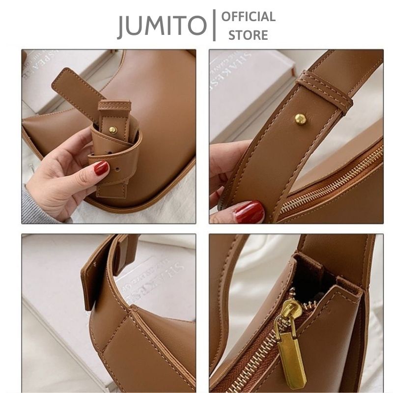 Túi xách nữ kẹp nách cầm tay da pu siêu bền basic JUMITO AA1336