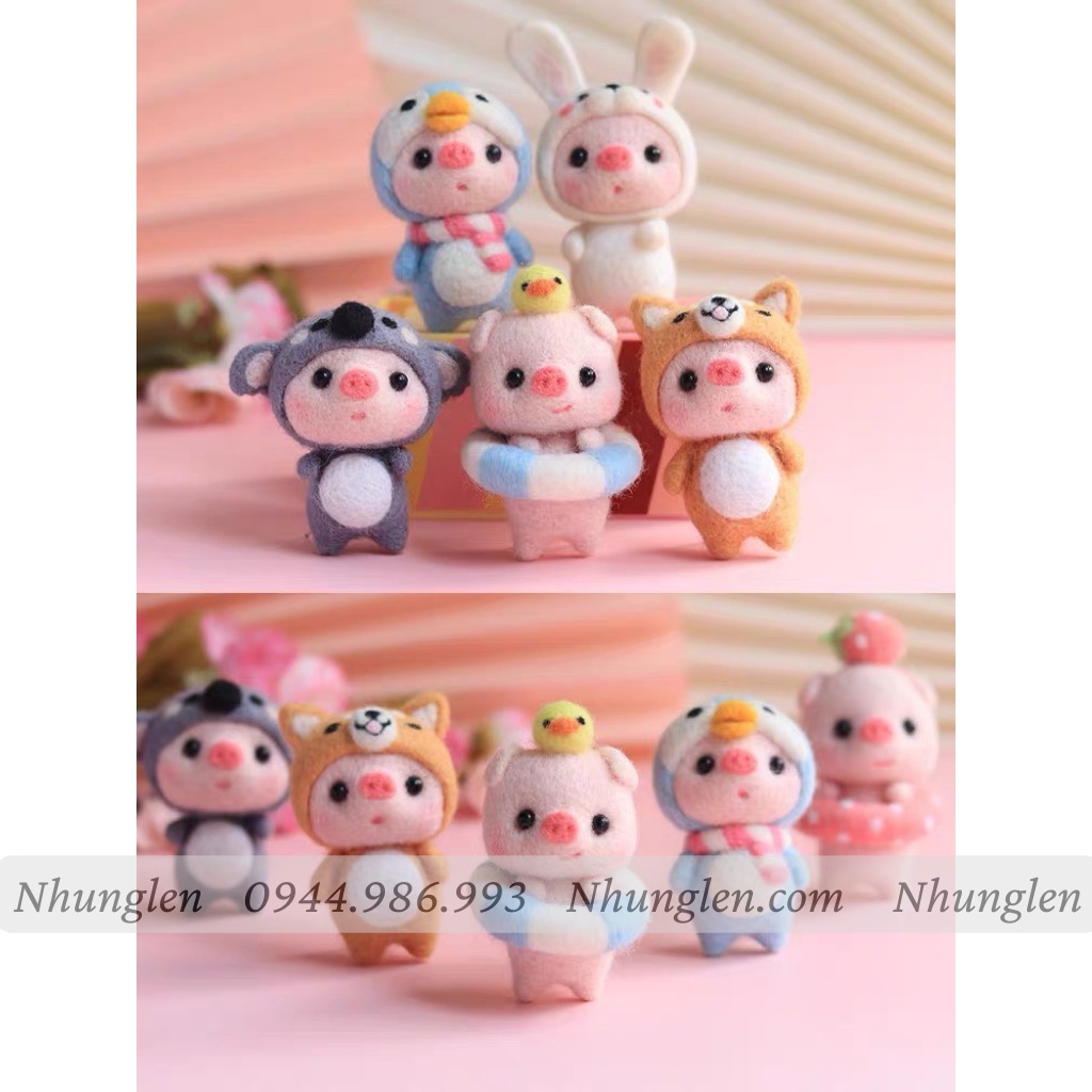 [MỚI] 16 mẫu len chọc Lợn Tắm Biển - Quà tự tay làm, DIYs có hướng dẫn - Needle felting Pig