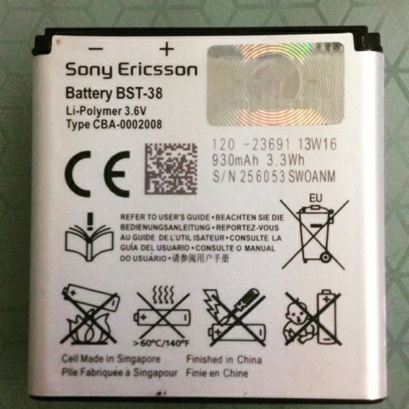 Pin sony Ericsson BST-38 bảo hành 6 tháng.