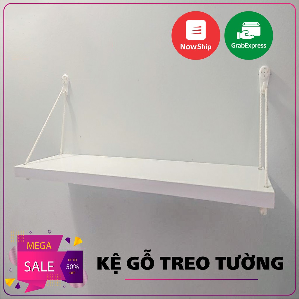 Kệ giá gỗ treo tường gỗ DECOR, TẶNG KÈM dây thừng