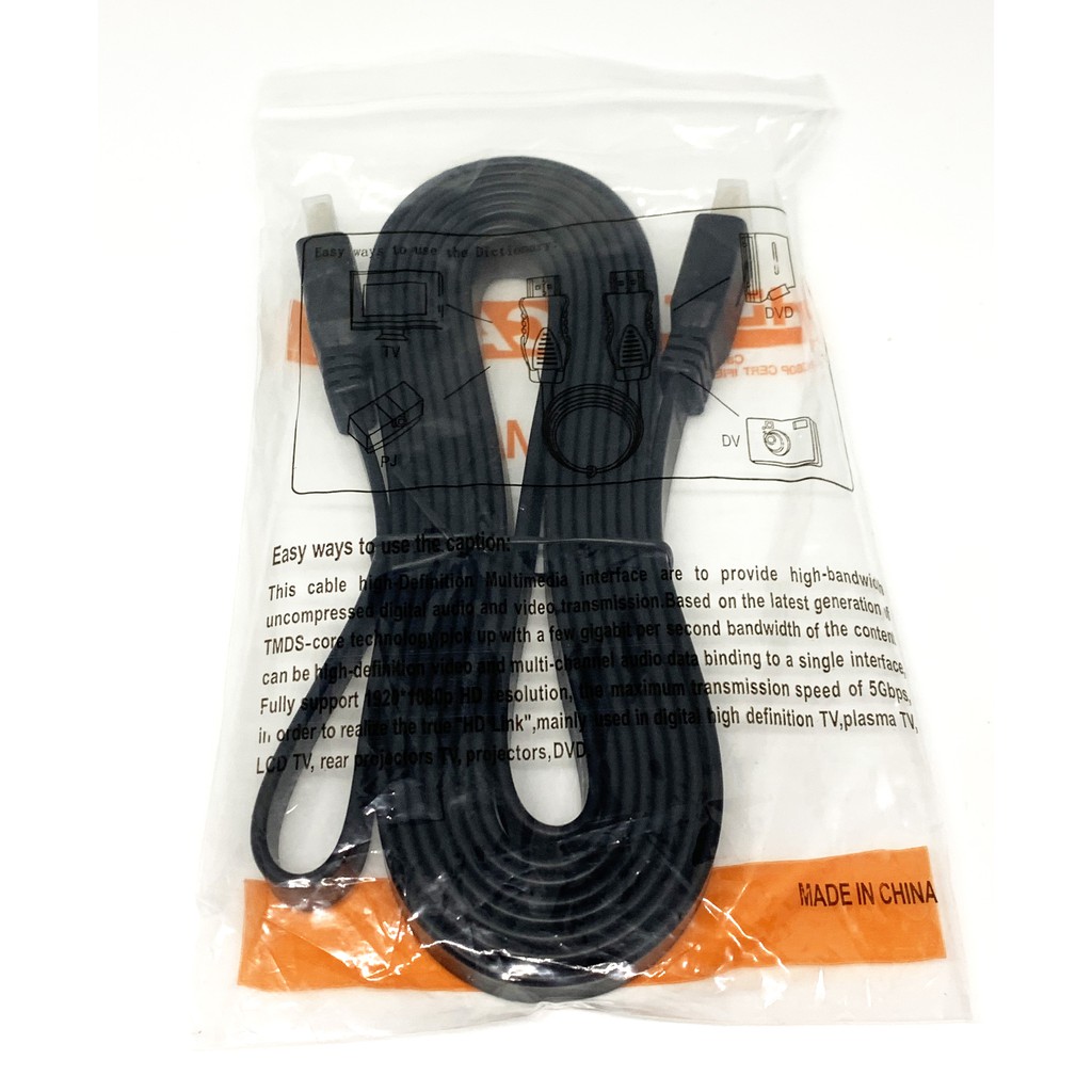 Dây Cáp Hdmi 3m Dẹt Đen ARIGATO Đảm Bảo Dẻo Dai Bền Bỉ. | BigBuy360 - bigbuy360.vn