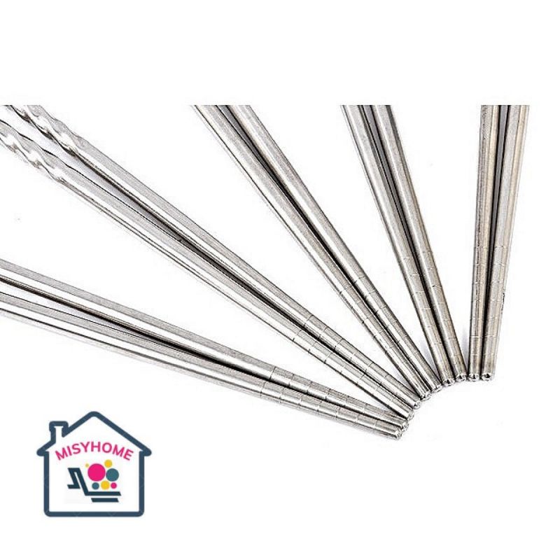 5 đôi đũa inox xoắn 22cm ăn cơm bóng đẹp cứng cáp