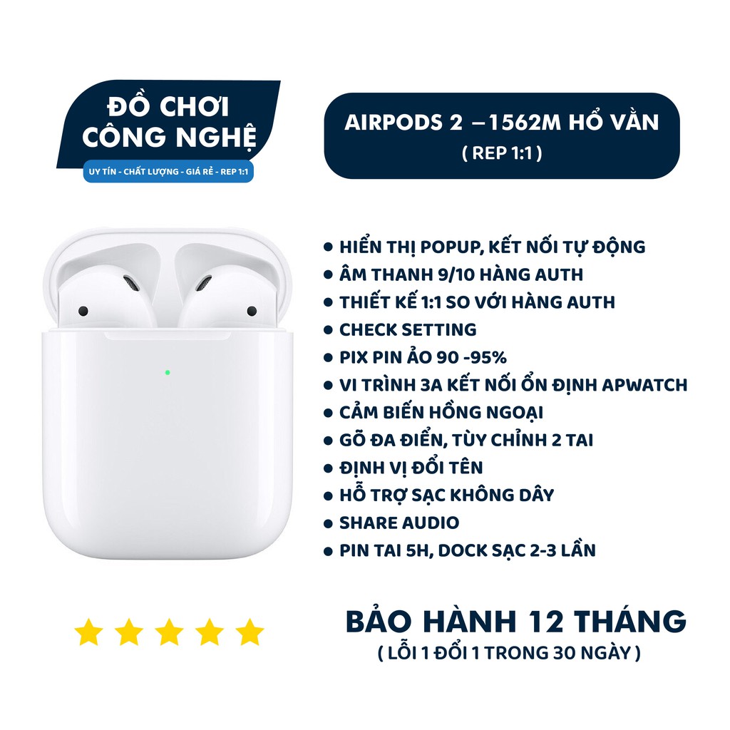 Tai nghe Bluetooth TWS Hổ Vằn 1562M Check setting Dùng cả IOS & Androi Bảo hành 12 Tháng (Lỗi 1 Đổi 1 trong 30 ngày)