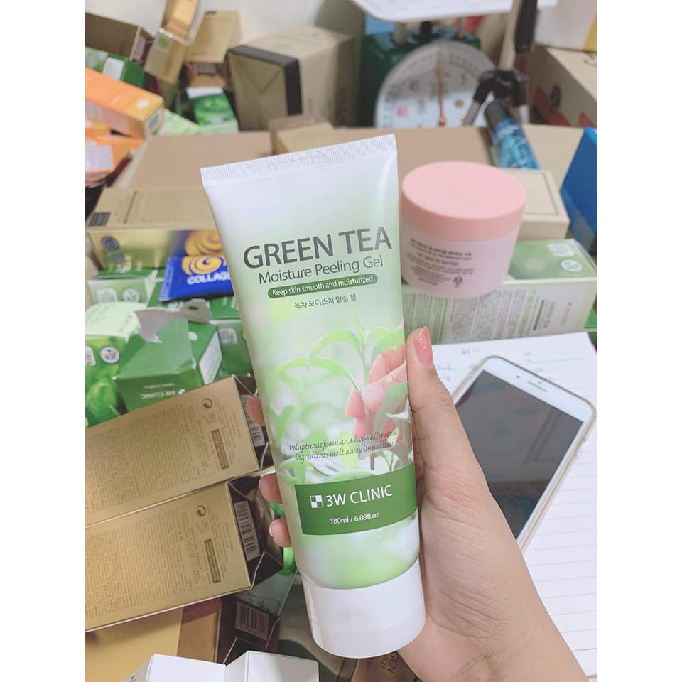 Tẩy Tế Bào Chết Green Tea Mousture Peeling Gel 3w Clinic 180ml