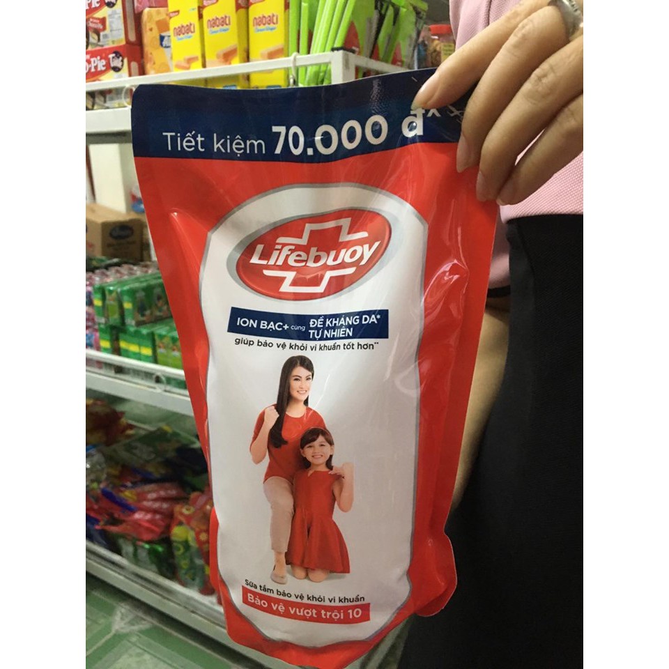 [tặng kèm 1 khăn lau ]Túi Sữa tắm Lifebuoy 850g