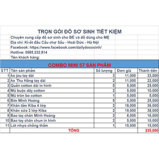 GÓI ĐỒ SƠ SINH CHO BÉ TRAI GÁI MINI