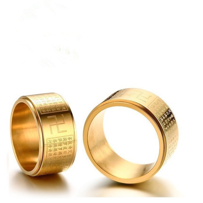 Suxinjewelry/Nhẫn xoay thép titan nam và nữ,phong cách Phật giáo