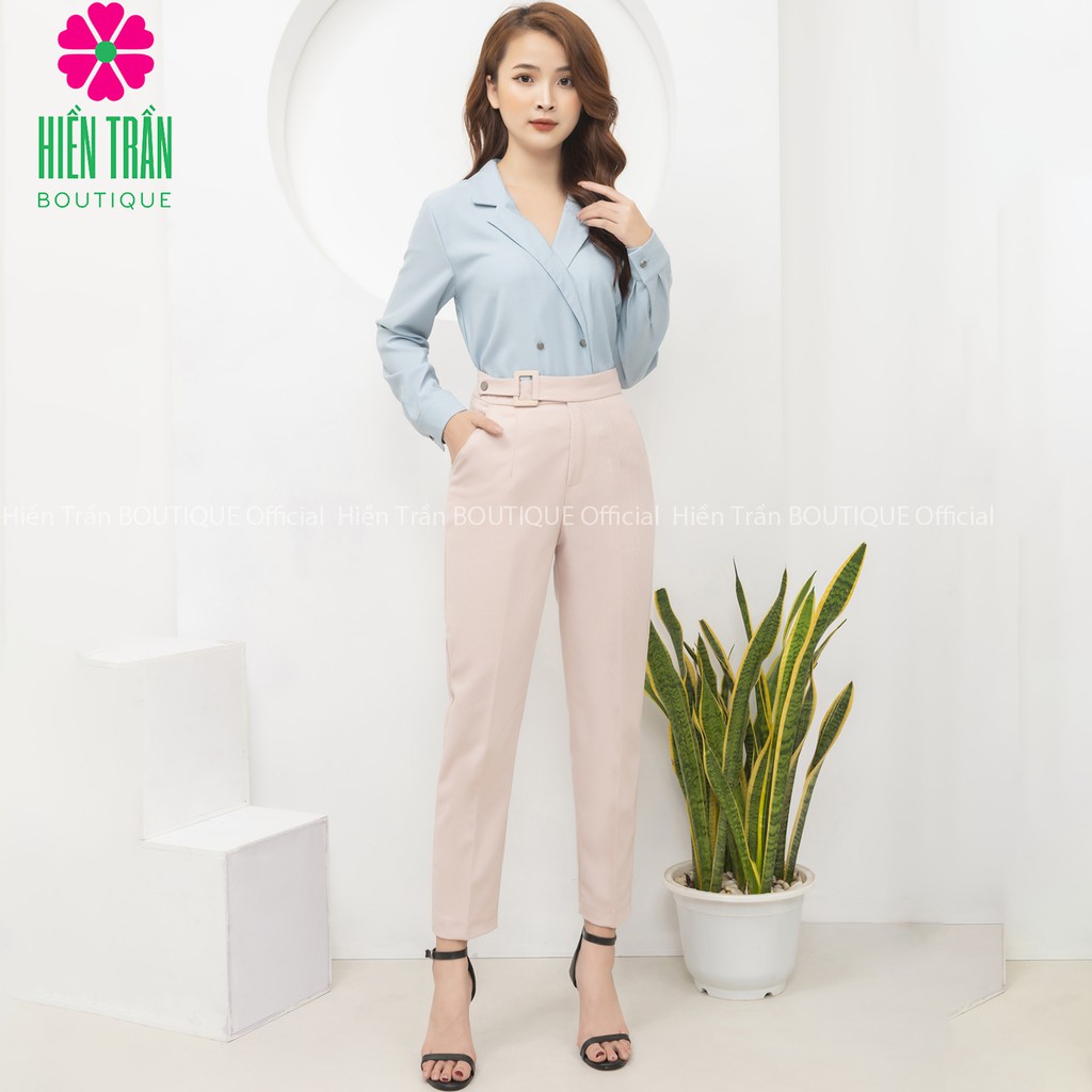 Quần tây nữ cạp cao đai bọc vải Ruby Fashion, form đẹp, mặc sang trọng và tôn dáng | BigBuy360 - bigbuy360.vn