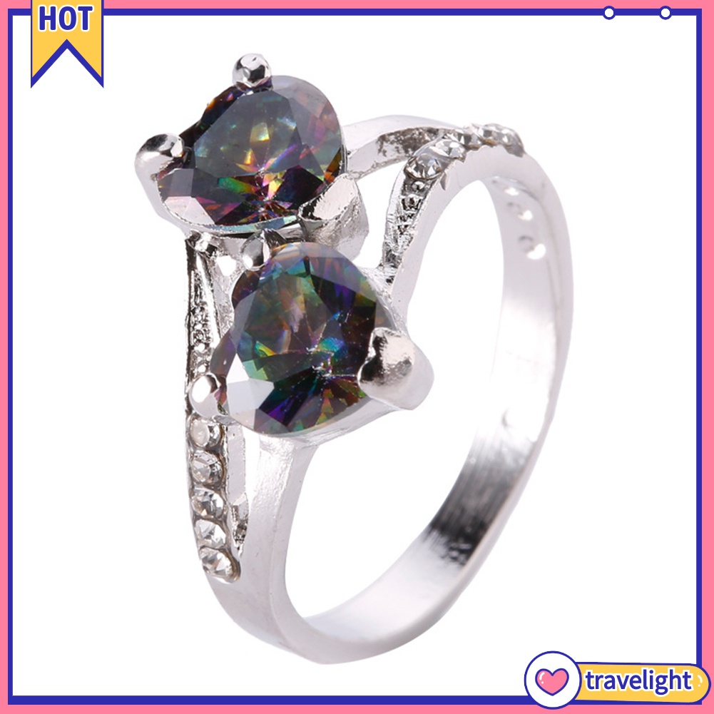 Nhẫn Đính Đá Zircon Hình Trái Tim K1