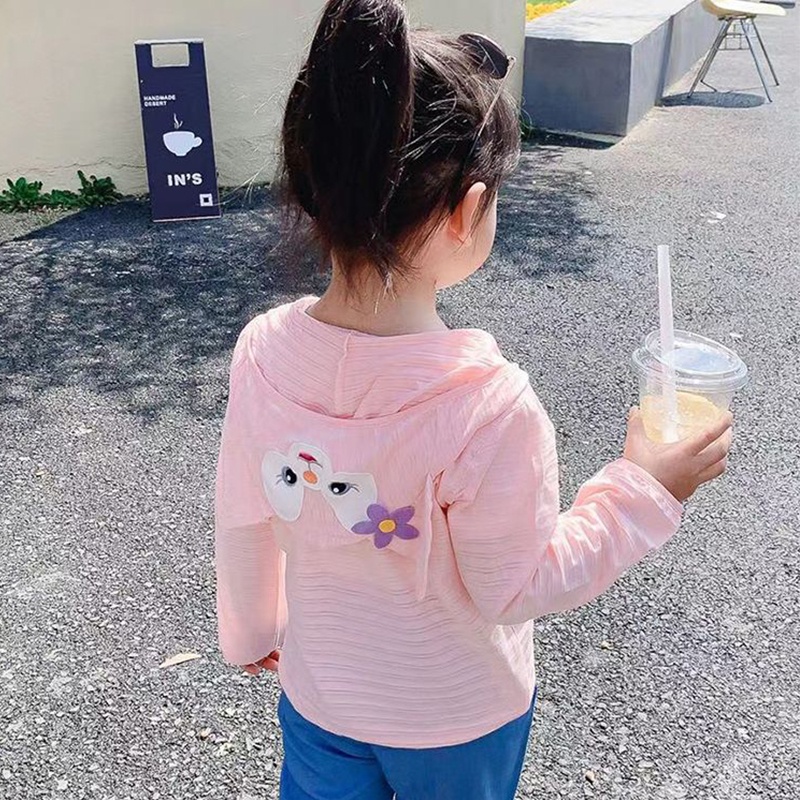 Áo Khoác Chống Nắng Thoáng Khí Thấm Hút Mồ Hôi Có Mũ Trùm Thời Trang Đi Biển Cho Bé