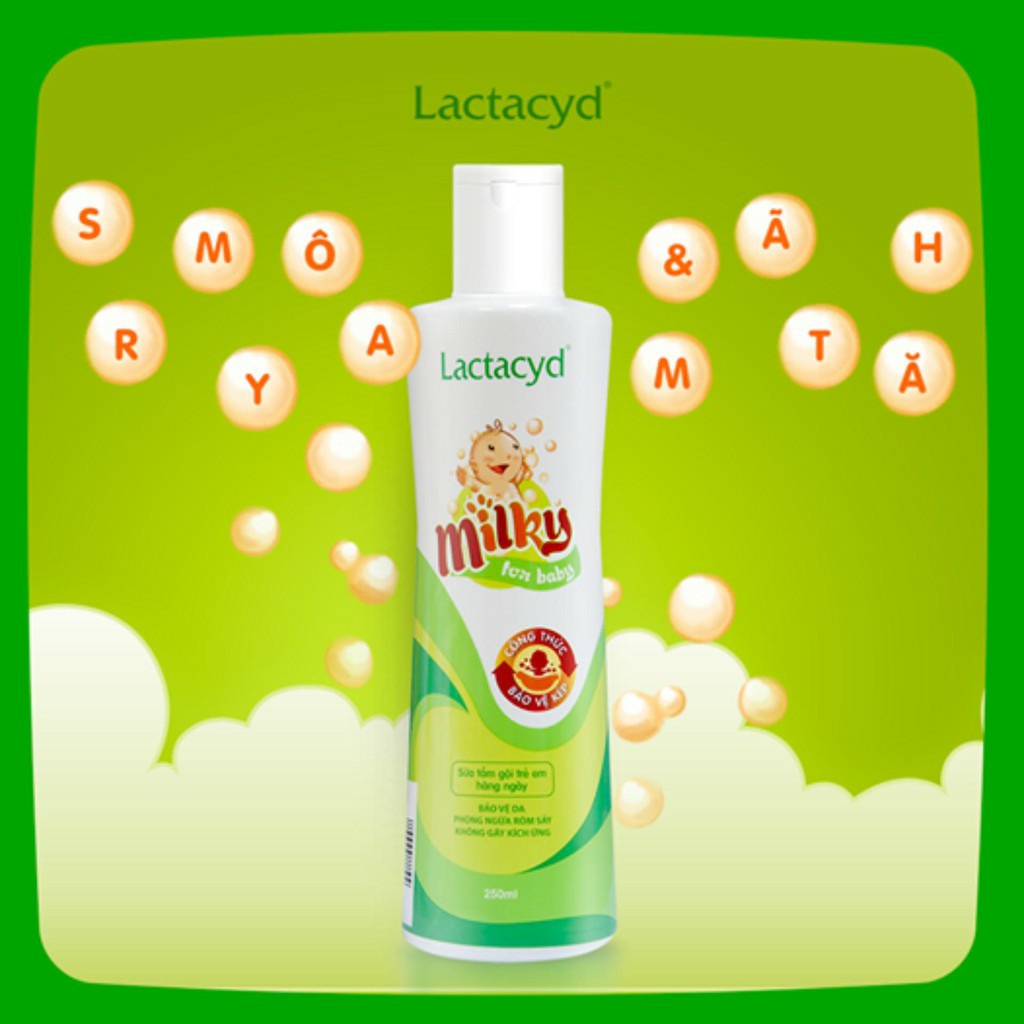 Sữa tắm gội Latacyd Milky chống rôm sảy 250ml cho bé sơ sinh