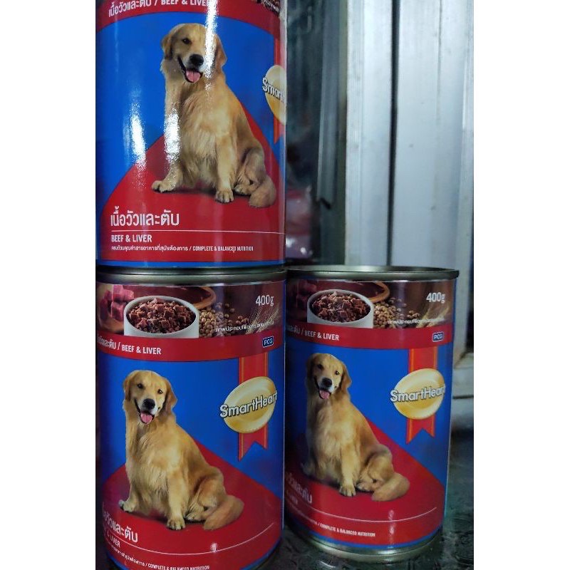 [400g] Pate SmartHeart vị bò + gan &amp; Gà + gan dành cho chó dạng lon