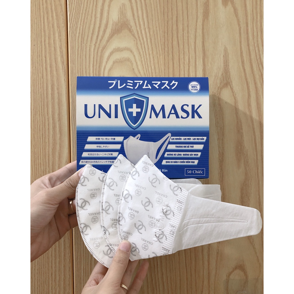 Khẩu trang 3D Unimask kháng khuẩn hộp 50c đóng gói 1 bịch 10c | BigBuy360 - bigbuy360.vn