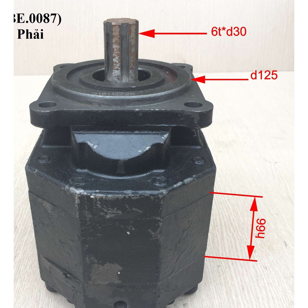 Bơm ben xe trên 9 tấn, 6 rơnia, quay phải, 2 lỗ dầu sau. Mã SP EQ2100