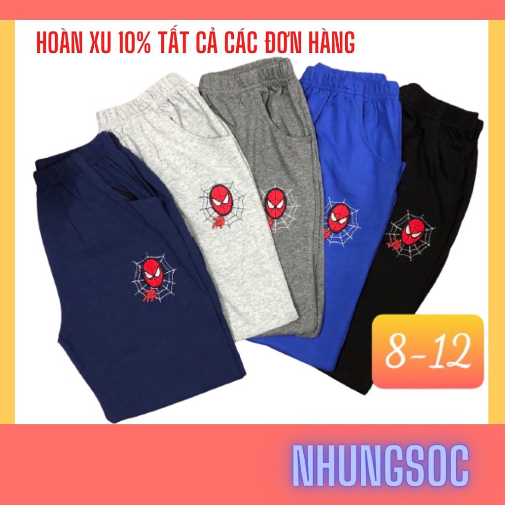 Quần dài cotton sài gòn size đại cho bé từ 20-35kg thêu người nhện
