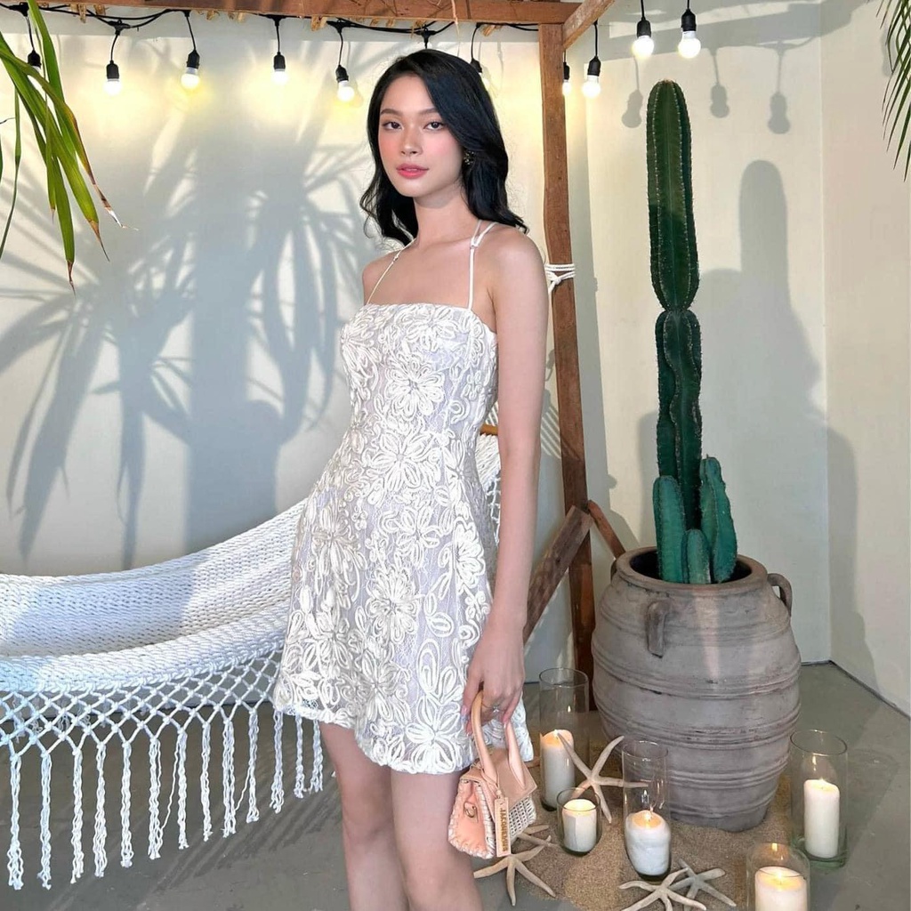 Đầm Dây Yếm Hoa văn