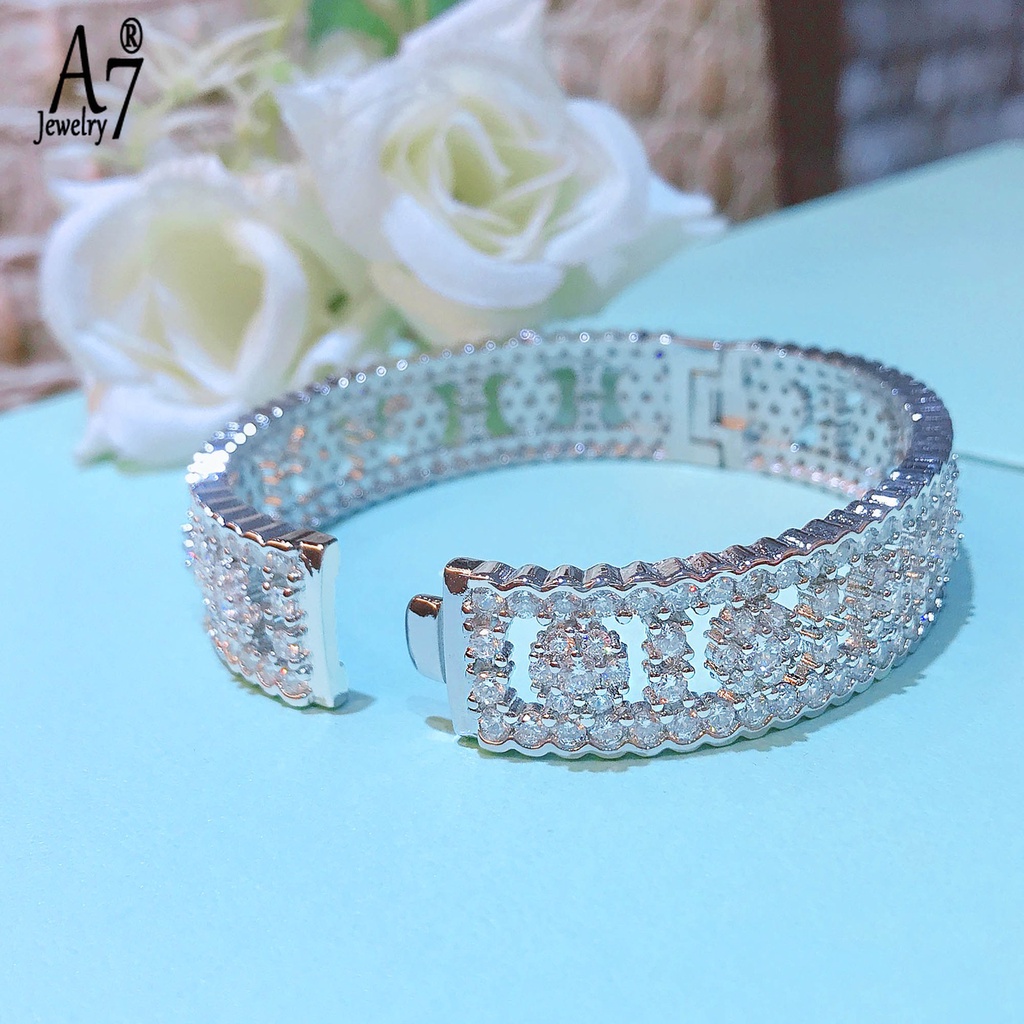 Vòng Tay A7 Đính Đá Kim Cương Giả Cao Cấp Sang Trọng Dành Cho Nữ
