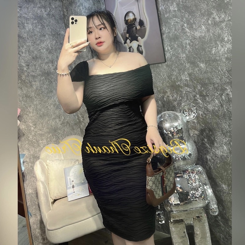 BIGSIZE Đầm dự tiệc thiết kế lệch vai 50-90kg