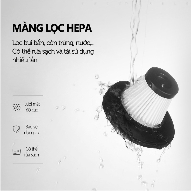 Máy hút bụi không dây R-6054 - Lực hút mạnh 4000Pa - Công suất 120W - Hút khô và nước được - Home and Garden