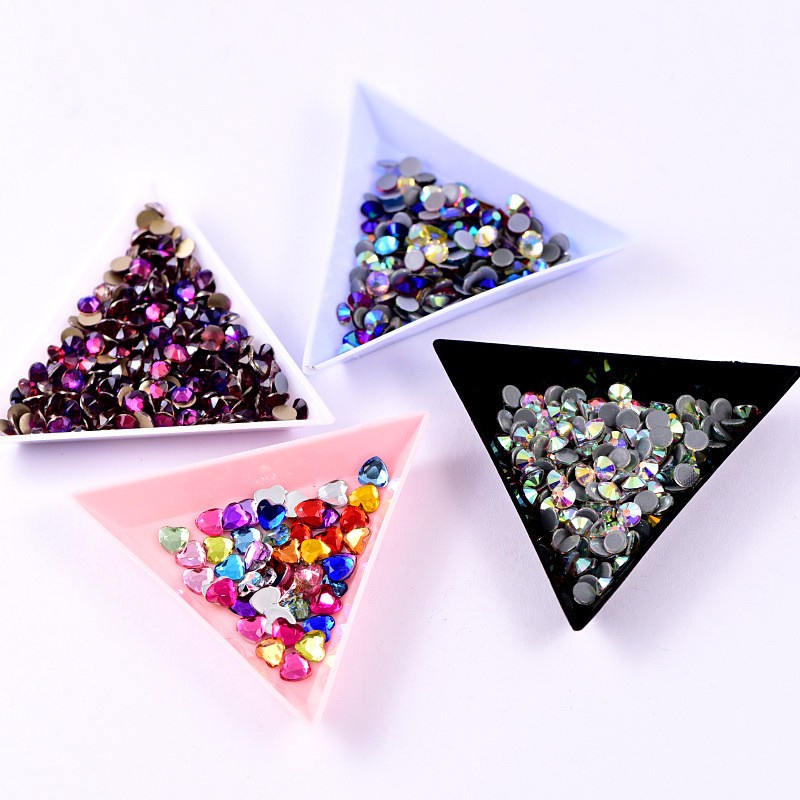 Set 10 Khay Nhựa Đựng Hạt Đá Trang Trí Móng Tay Màu Trắng / Đen / Xanh Dương / Hồng Tiện Dụng DIY