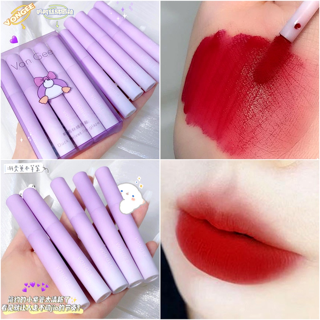 Set son Vongee 5 cây hộp tím - kem lì không trôi, không khô môi