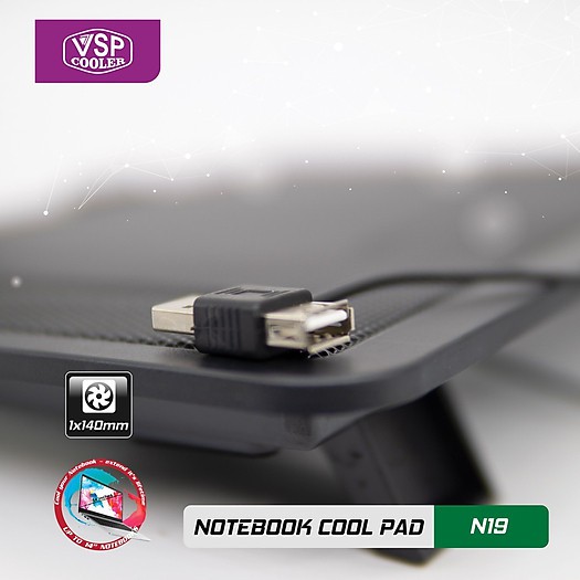 Tản Nhiệt Laptop VSP N19 1 Quạt LED Chính Hãng