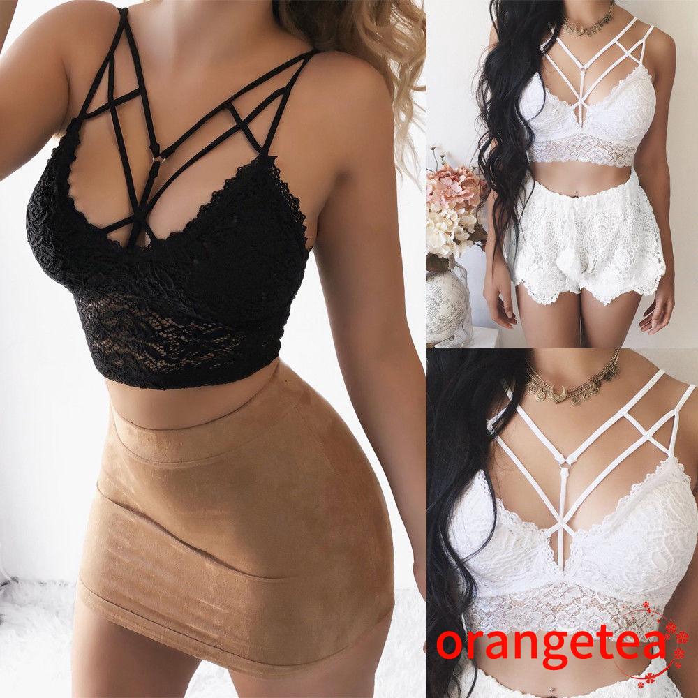 Áo croptop hai dây viền ren gợi cảm cho nữ