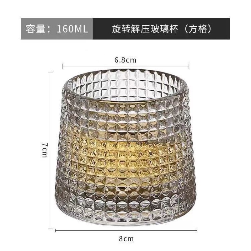 Ly thuỷ tinh đế lồi xoay 360 độ cao cấp