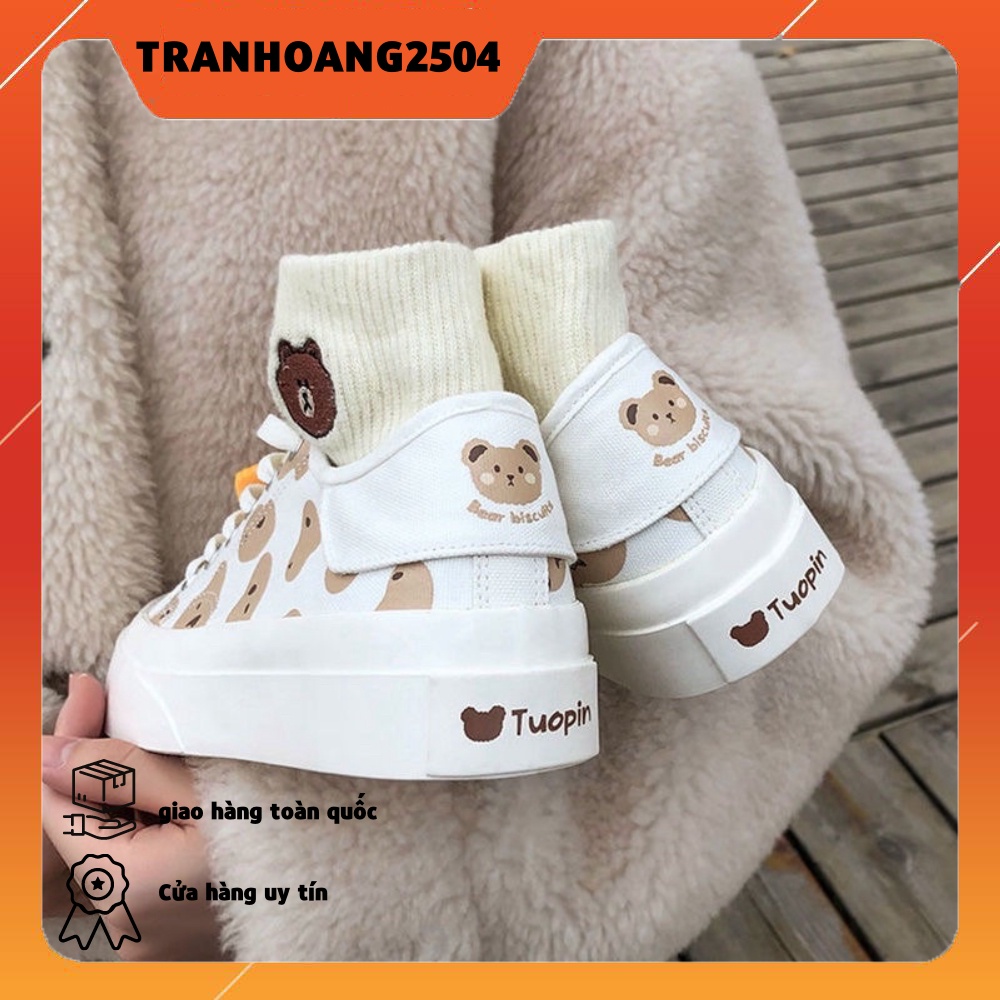 [LOẠI 1 - đế đặc 3cm ] giày thể thao nữ bò sữa , gấu đế bánh mỳ đơn giản buộc dây loại mới
