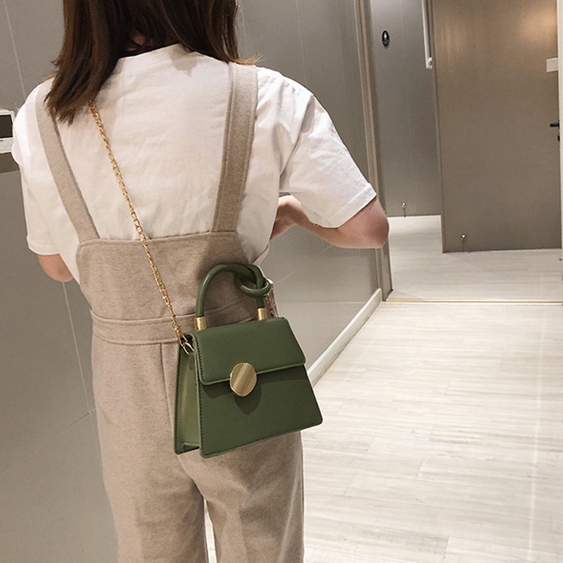 Túi đeo vai IELGY hình vuông cỡ nhỏ phối dây xích kiểu retro thời trang dành cho nữ