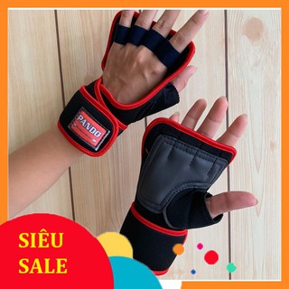 Găng tay tập gym hở mu có dây quấn Pando 5009