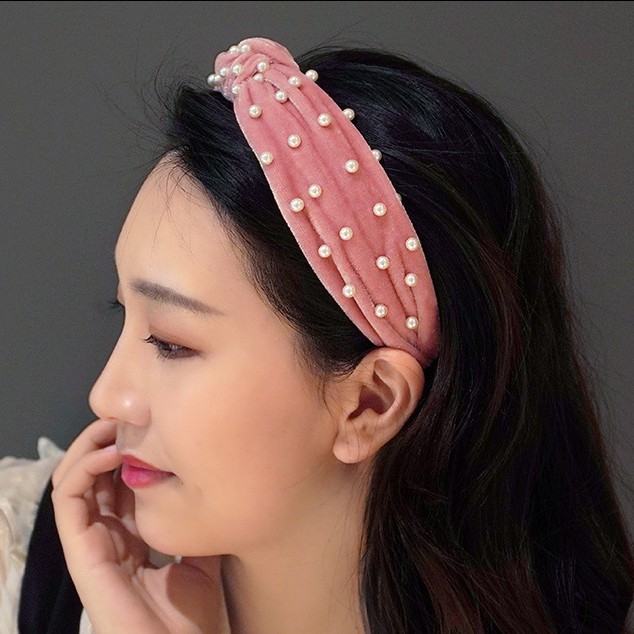 [Nowship2h] Cài Tóc Turban Đính Hạt Cao Cấp Thắt Nút Chất Liệu Nhung - Mã CT001