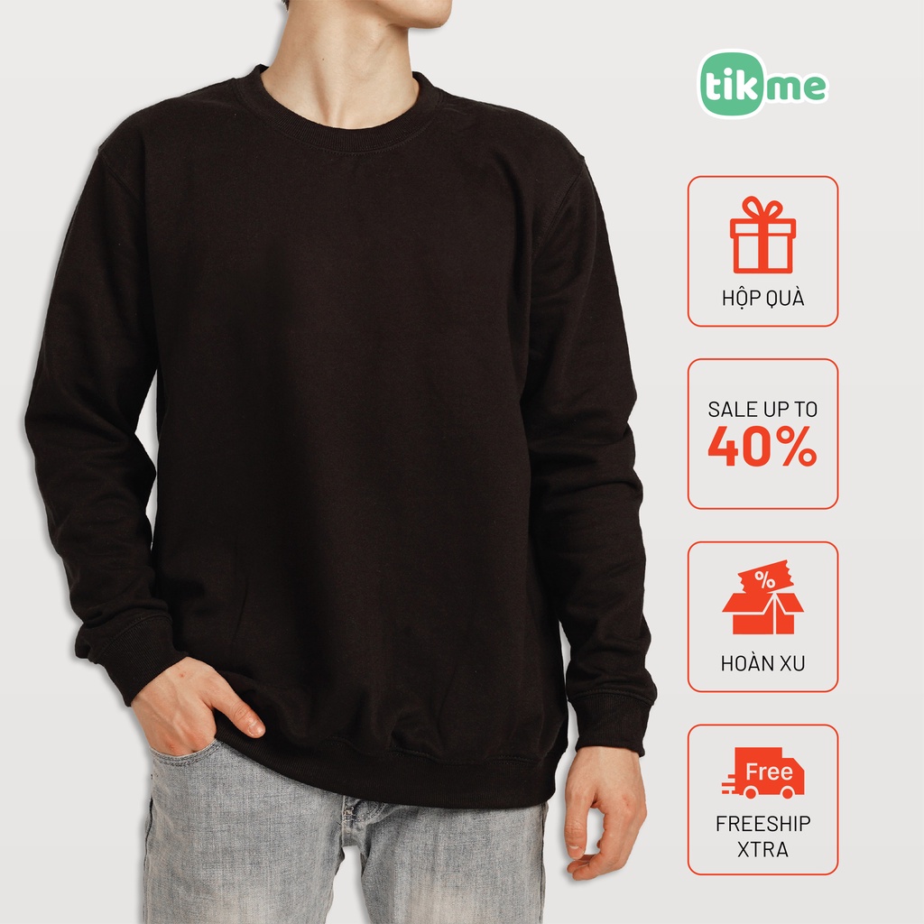 Áo nỉ Sweater Tikme nam nữ trơn ảnh thật shop tự chụp (không in hình) XS-2XL