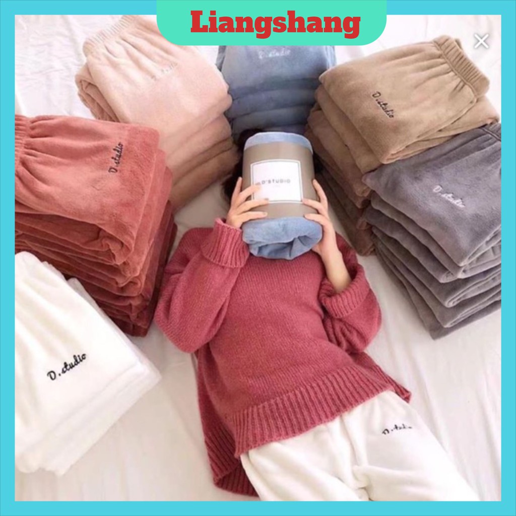 Quần bông🍁FREESHIP🍁Quần ngủ nữ jogger bông giữ nhiệt mùa đông chất liệu nỉ ấm